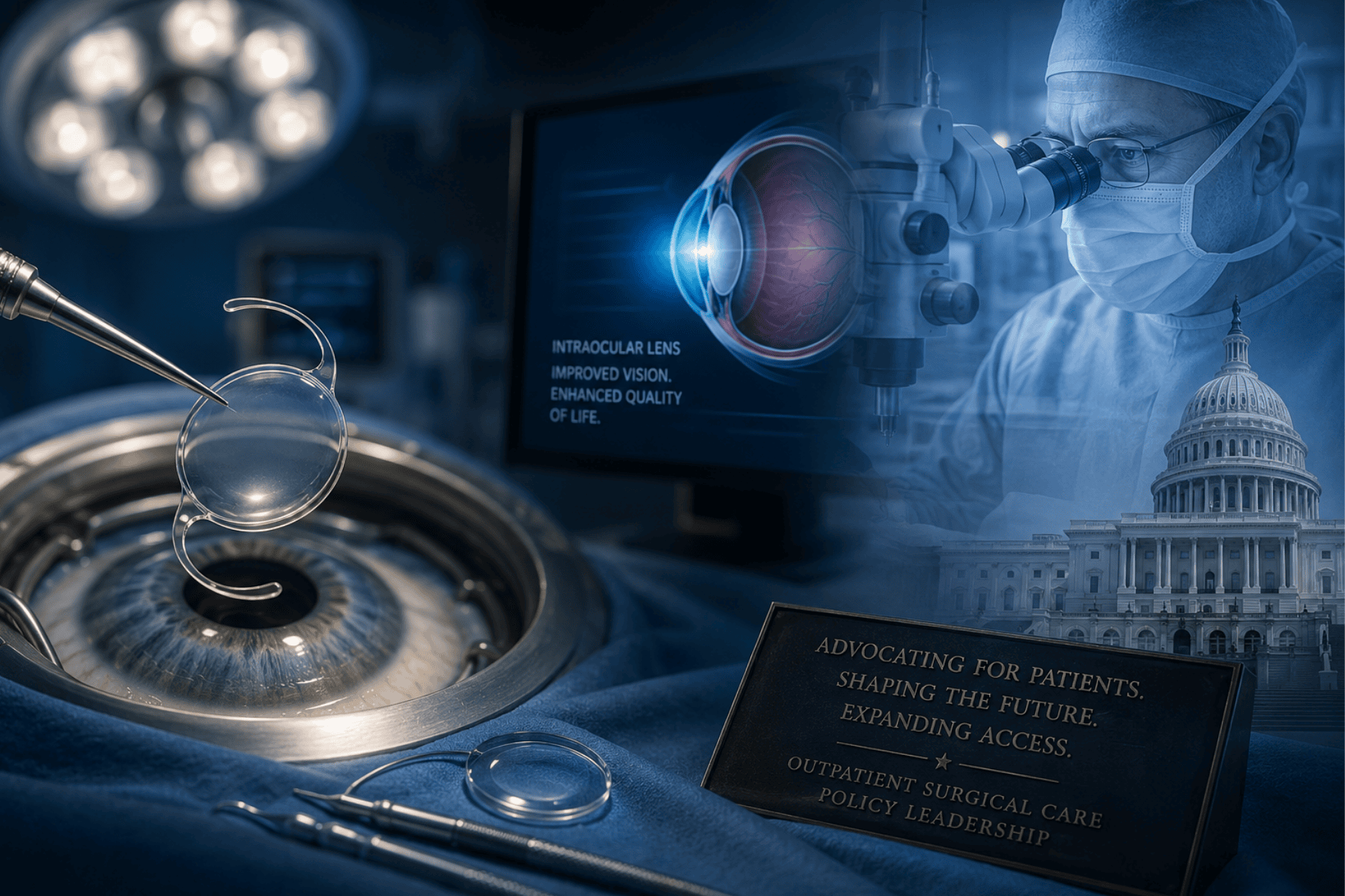 Ophthalmic surgery representing Dr. Jerry Tennant's earlier career and surgical work
