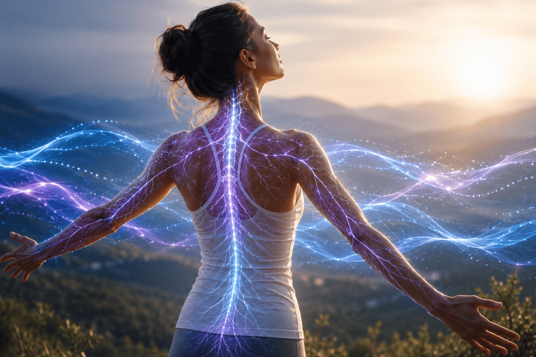 Illustration representing chronic pain support, electrical communication and nervous-system responsiveness