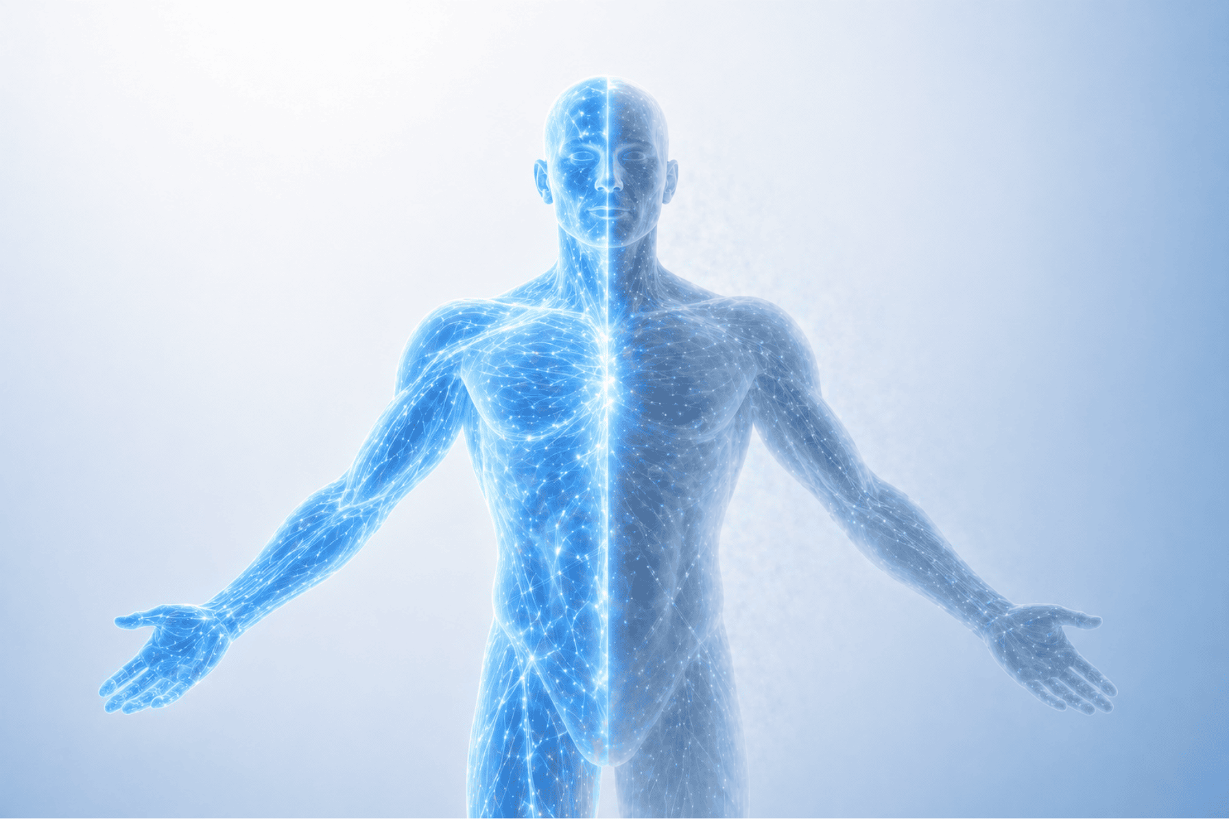 Illustration representing electrical and chemical communication within the human body