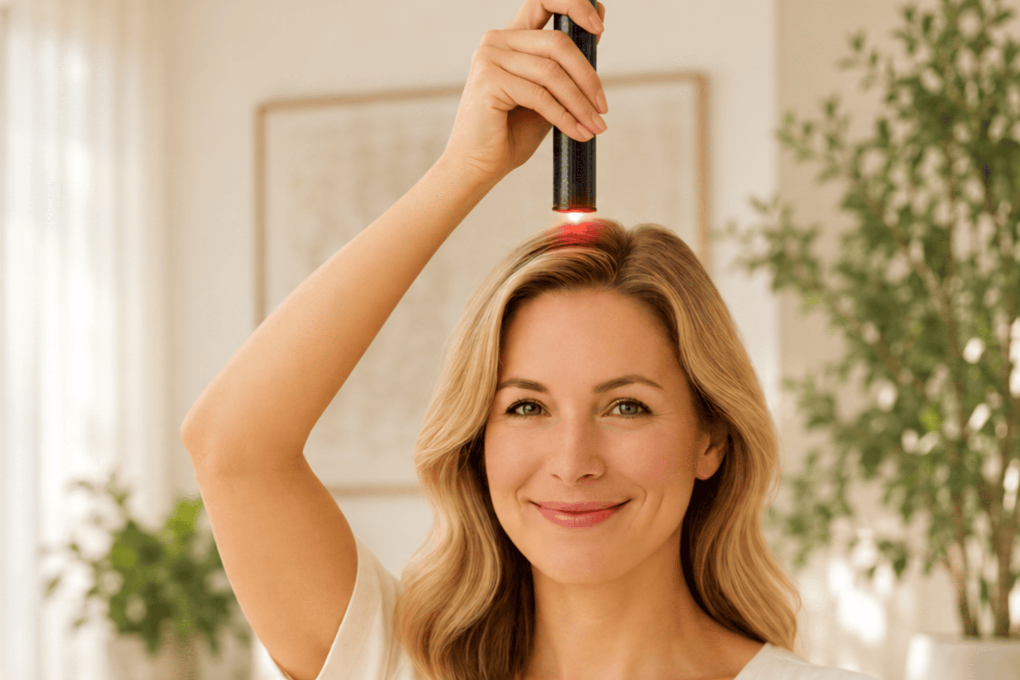 The Tennant BioTransducer held above the head during use